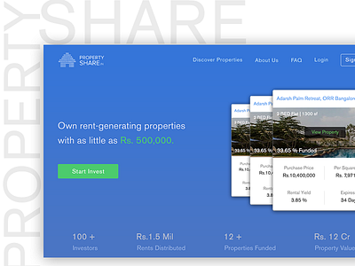 Property Share clean design layout material menu navigation property share ui web website