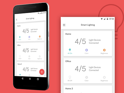 Smart Lighting app bulb fab lighting lights material mobile plus smart ui ux