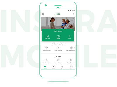 Insurance Mobile App app claims home page insurance interaction interface mobile quote renew ui ux