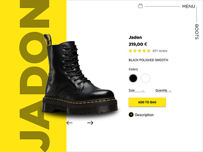 Product page - Dr Martens Jadon boots page product sketch ui desgin ux design yellow