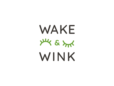 Wake & Wink energy logo minimal playful wordmark