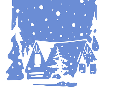 Winter wonderland christmas cottage forest hills home illustration landscape mountains snow snowing tree trees winter woods