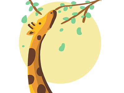 Hungy giraffe africa animal children cute flora floral giraffe giraffee illustration kids leaves nature sun tree zoo