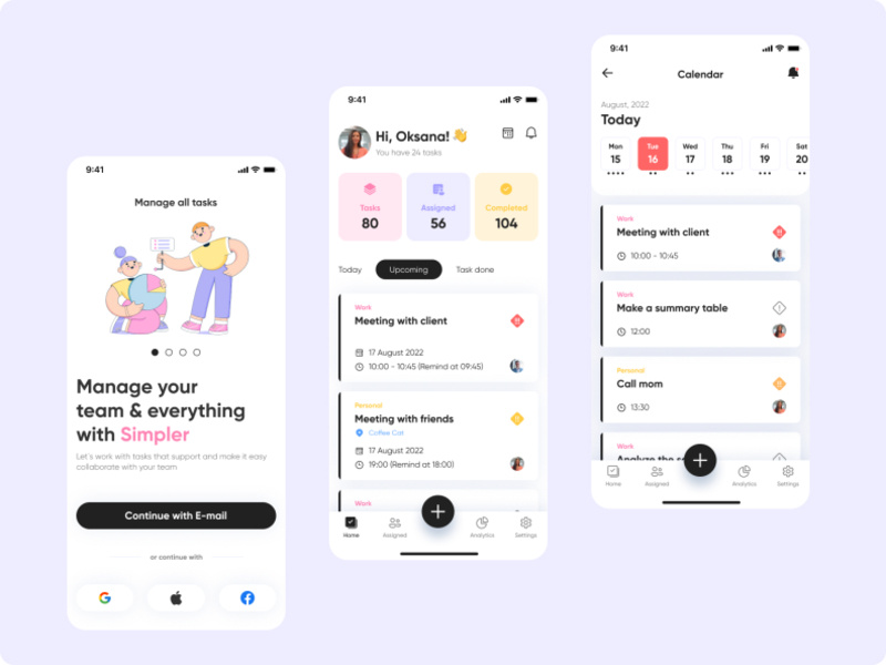 Task manager App - Mobile App by Nataliia Tytarenko on Dribbble