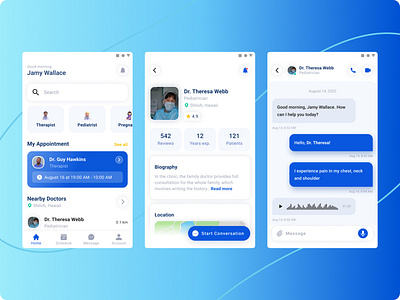 Medical Service - Mobile App account android app application appointment chat dailyui design doctor figma healthcare ios materialdesign medical medicalservice medicine mobile product productthinking ui