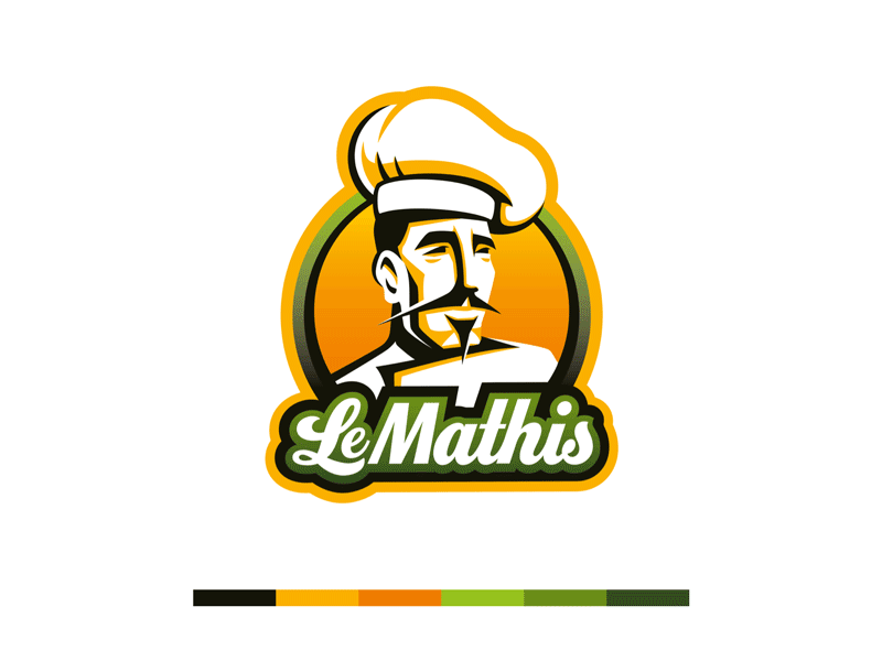 Le Mathis - colouring of a french bakery logo branding chef logo coloring crest logo illustration lettering logo vector