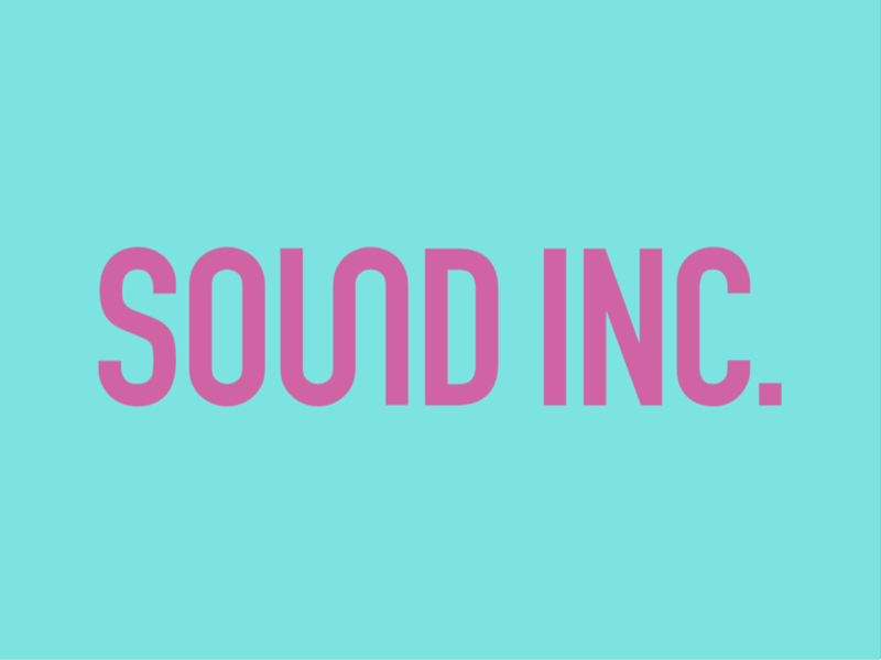 Sound Inc. - Audio accessories audio branding cheerful identity branding logo music purple red and yellow sound wave typography vector vivid