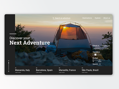 Adventure tourism website concept