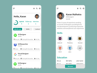 Job searching app app design flat minimal mobile ui ux