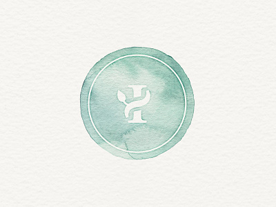 Watercolor Logo / Stamp branding circle concept idea ivy logo mark ring teal texture vine