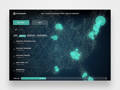 Particles & Points app application data geolocation map sci-fi scifi timeline web website