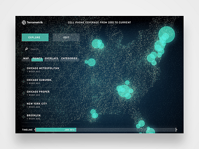 Particles & Points app application data geolocation map sci fi scifi timeline web website