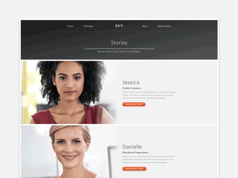 Ivy Marketing Site Launch! website gradients ux ui web faces people marketing launch site