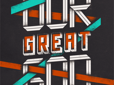 Great god great grunge our ribbon texture typography worship night