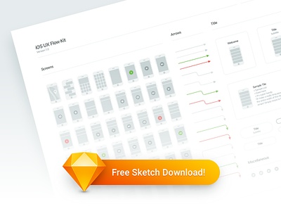 Free Sketch Download: iOS UX Flow Kit app application download free freebie map sitemap ui ux wireframes