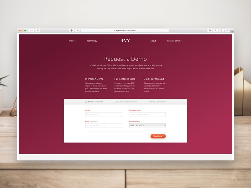 Ivy • Request Demo icons illustrations website web interactive app ux ui whitney marketing