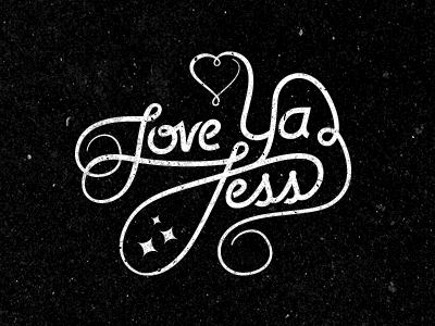 "Love Ya - Jess" black and white branding heart mark script typography