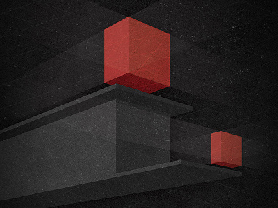 Hovering Boxes black grid illustration perspective red texture white