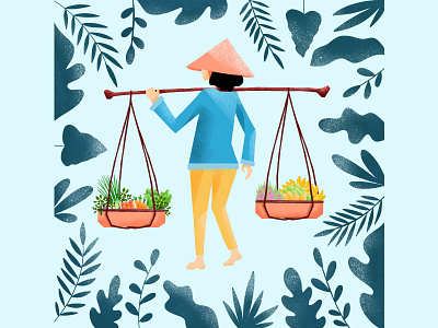 Vietnam character design colorful design illustration nature plants travel