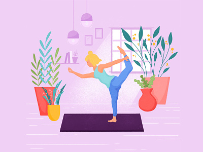 Yoga colorful complimentary design illustration plants yoga yoga pose