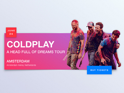 Coldplay Tickets UI Concept amsterdam blue clean coldplay concerts gradient illustration minimal pink raff hbb tickets ui ux web
