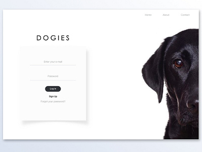 Dogies Sign in / Login black clean design dog dogies dogs login minimal raff hbb signing ui ux web white