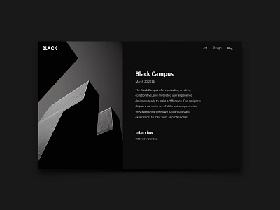 Black Campus black blog campus clean minimal raff hbb ui ux web