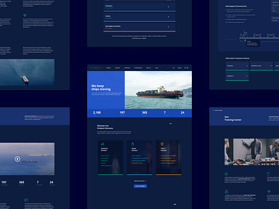 Marine Chemical Company Website airport blue chemical corporate gases gradient marine navy plane portal raff hbb sea shipping ui ux web webdesign website white yellow