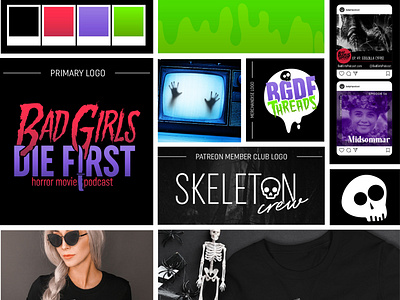 Brand board for Bad Girls Die First: Horror Movie Podcast