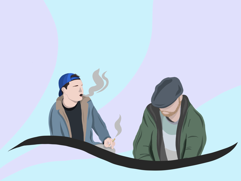 H U S T L I N design graphic artwork minimalism pastel shadow people minimal hustle smoke illustrator illustration art vector