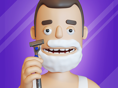 Character for shaving game icon 3d character foam game icon shaving