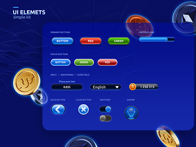 Elements for cryptocurrency game UI