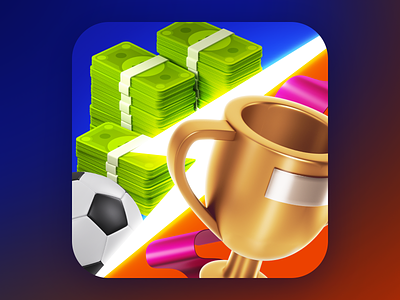 Icon for Football Manager game 3d ball cup football game green icon money trophy