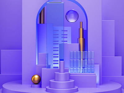 City 3D illustration 3d city composition glass illustration