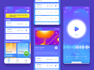 Medi — meditation application app design meditation player