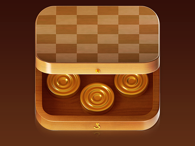 Checker Action iOS game icon checkers game gold icon ios play wood