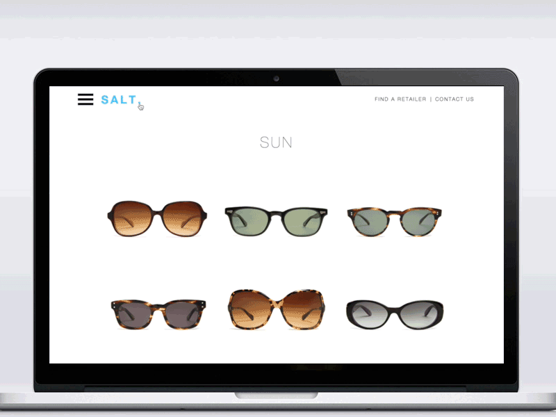 sunglass browse animation design hover interaction minimal scad shopping ui ux web web design website