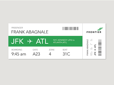 Boarding Pass airline branding design frontier identity scad