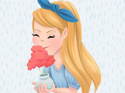 Spring Scented adorable colorful cute digital painting feminine floral flowers girl illustration pastels seasons spring sweet vase