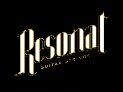 Resonat black design gold graphic guitar logo music pack packaging strings typo typography