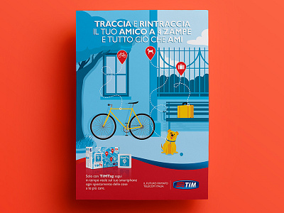 TIM Tag / Advertising advertising bike design dog flat illustration isometric map packaging tag tim tracking