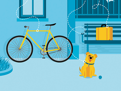 TIM Tag / Illustration advertising bike design dog flat illustration isometric map packaging tag tim tracking