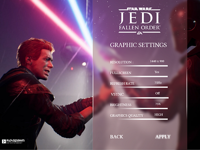 Star Wars - UI design for graphic settings