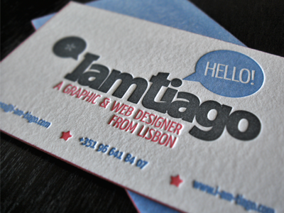 Old Business Card black blue business card cotton hello iamtiago letterpress portugal red