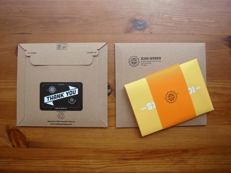 "Thank You" sticker brown icon works kraft packaging sticker