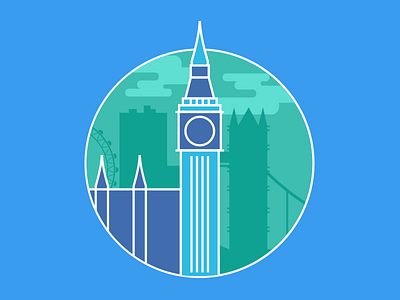 London Cityscape big ben blue cityscape green london