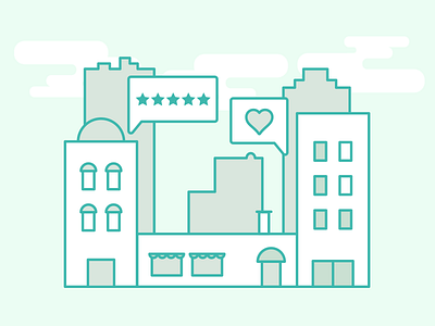 Users Feedback buildings city feedback illustration line art rating users