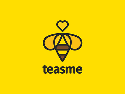 Teasme bee bright brown heart honey logo orange tea teasme yellow