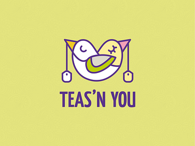 Teas N You Logo bird green logo love tea white yellow