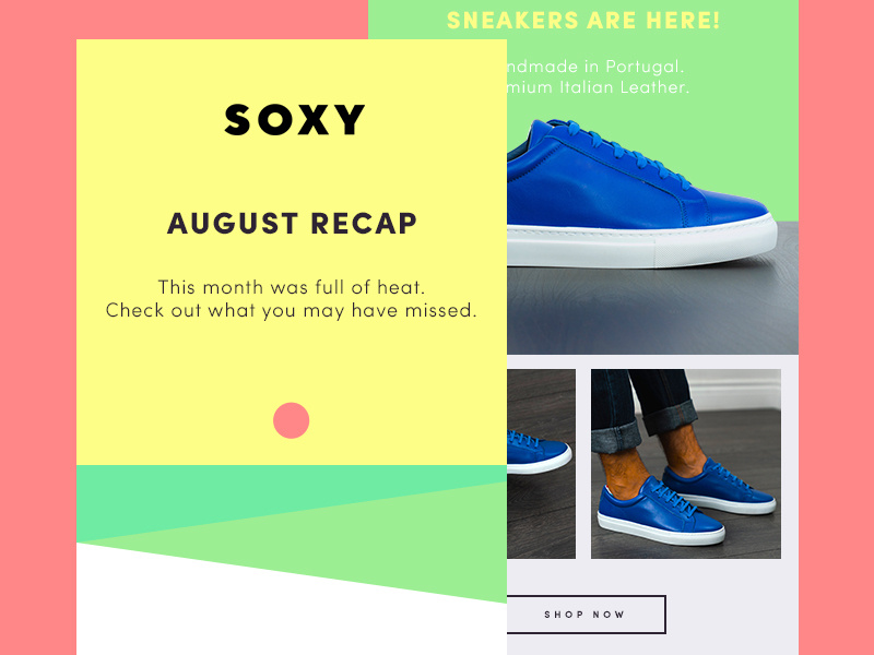 Soxy Newsletter - August 2018 portugal blue sneakers socks bright green red yellow summer soxy newsletter design newsletter